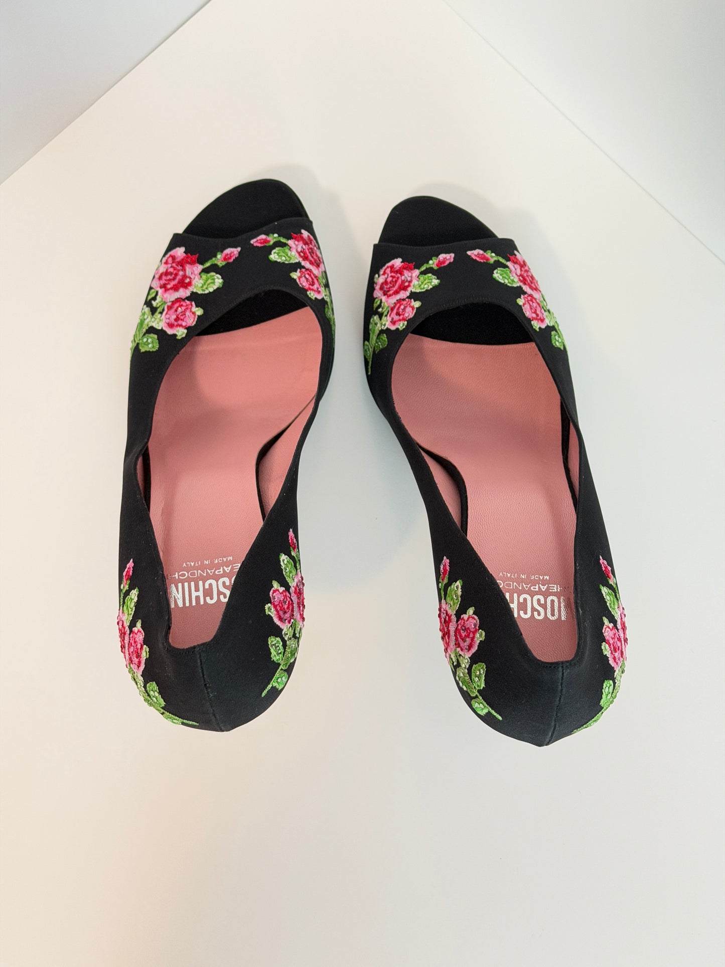 Moschino Cheap & Chic sequin floral heels - size 8.5