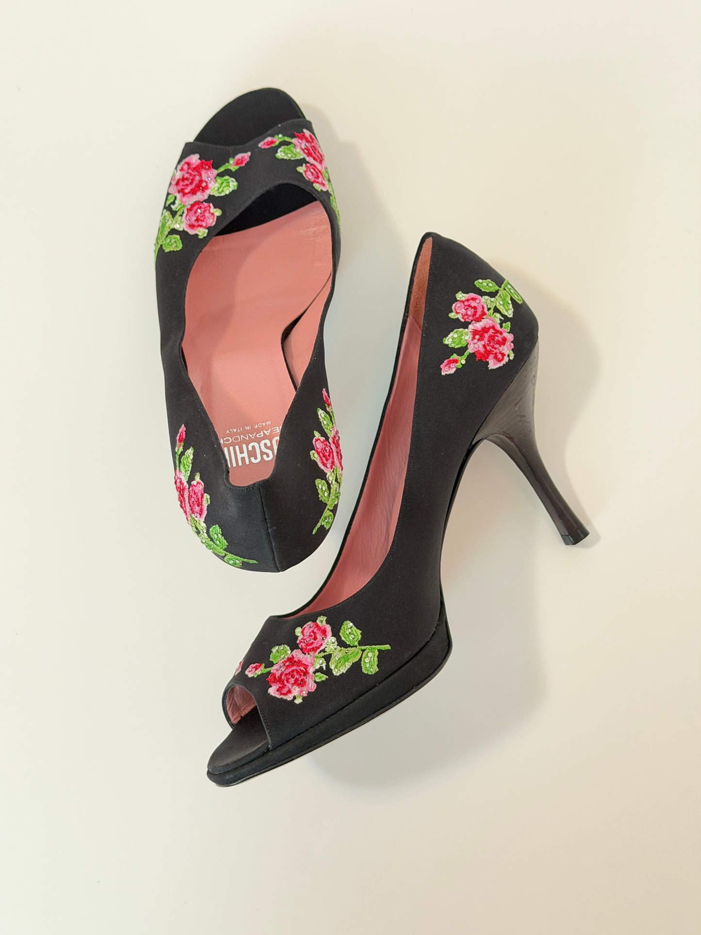 Moschino Cheap & Chic sequin floral heels - size 8.5