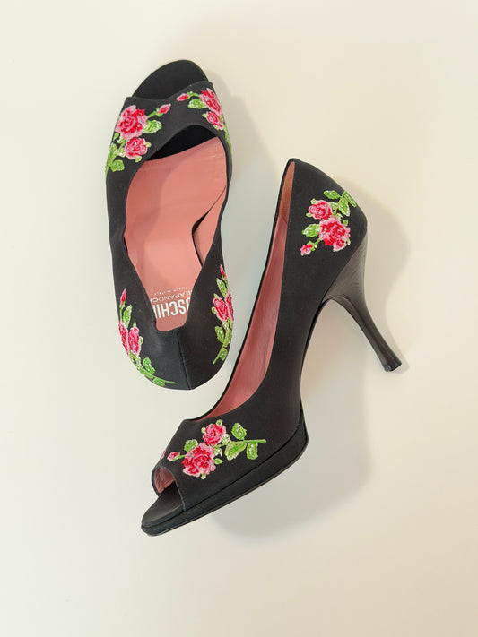 Moschino Cheap & Chic sequin floral heels - size 8.5