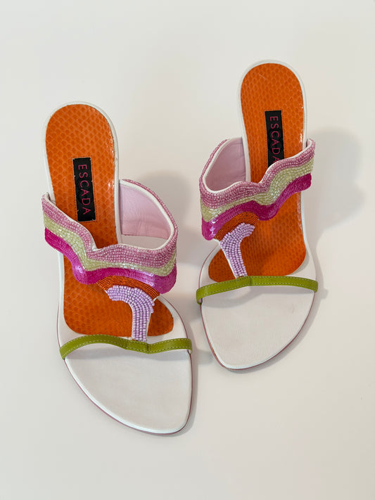 Escada Exotics Y2K beaded slides - size 8.5