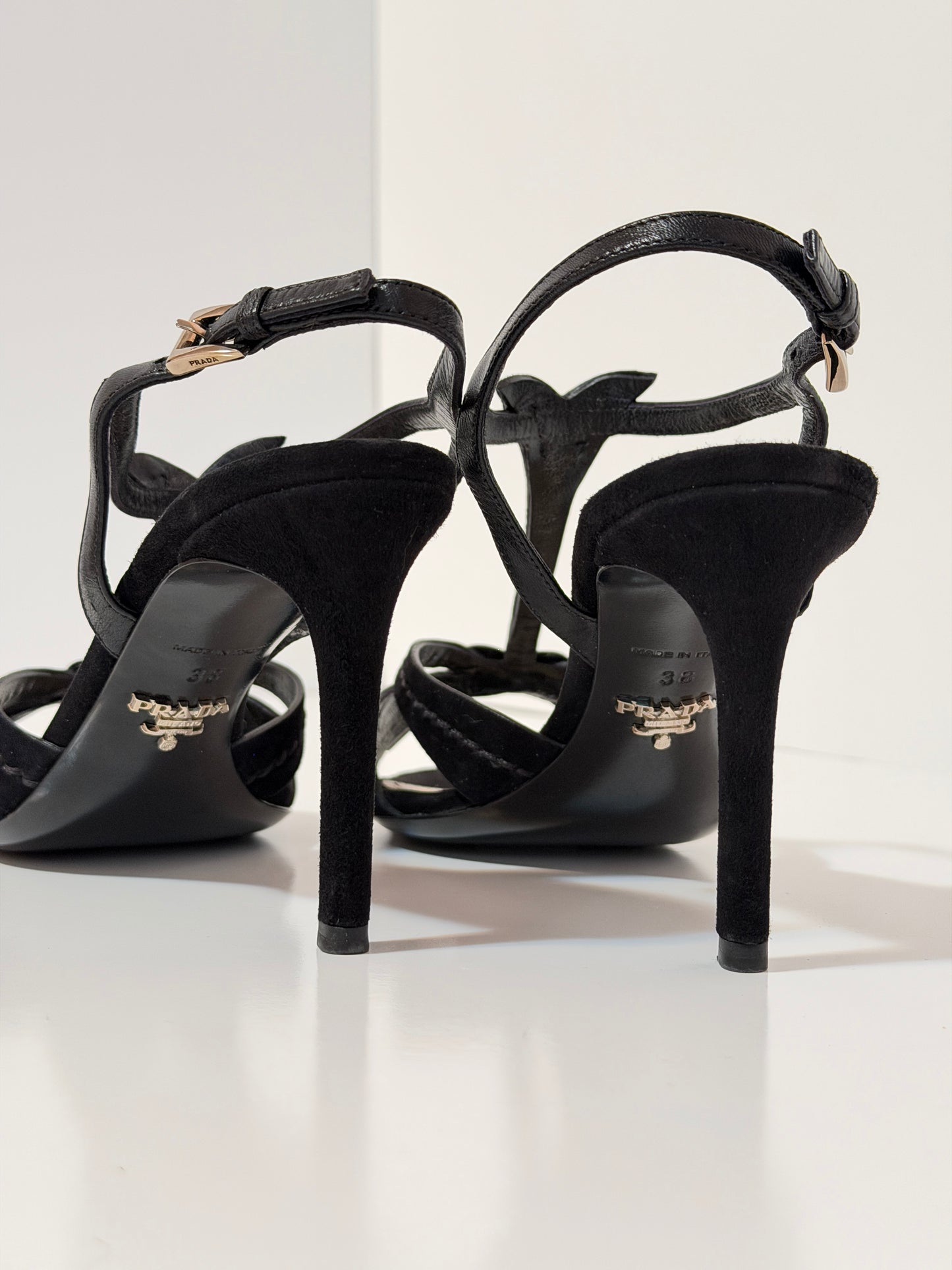 Prada fairy black suede sandals - size 7.5