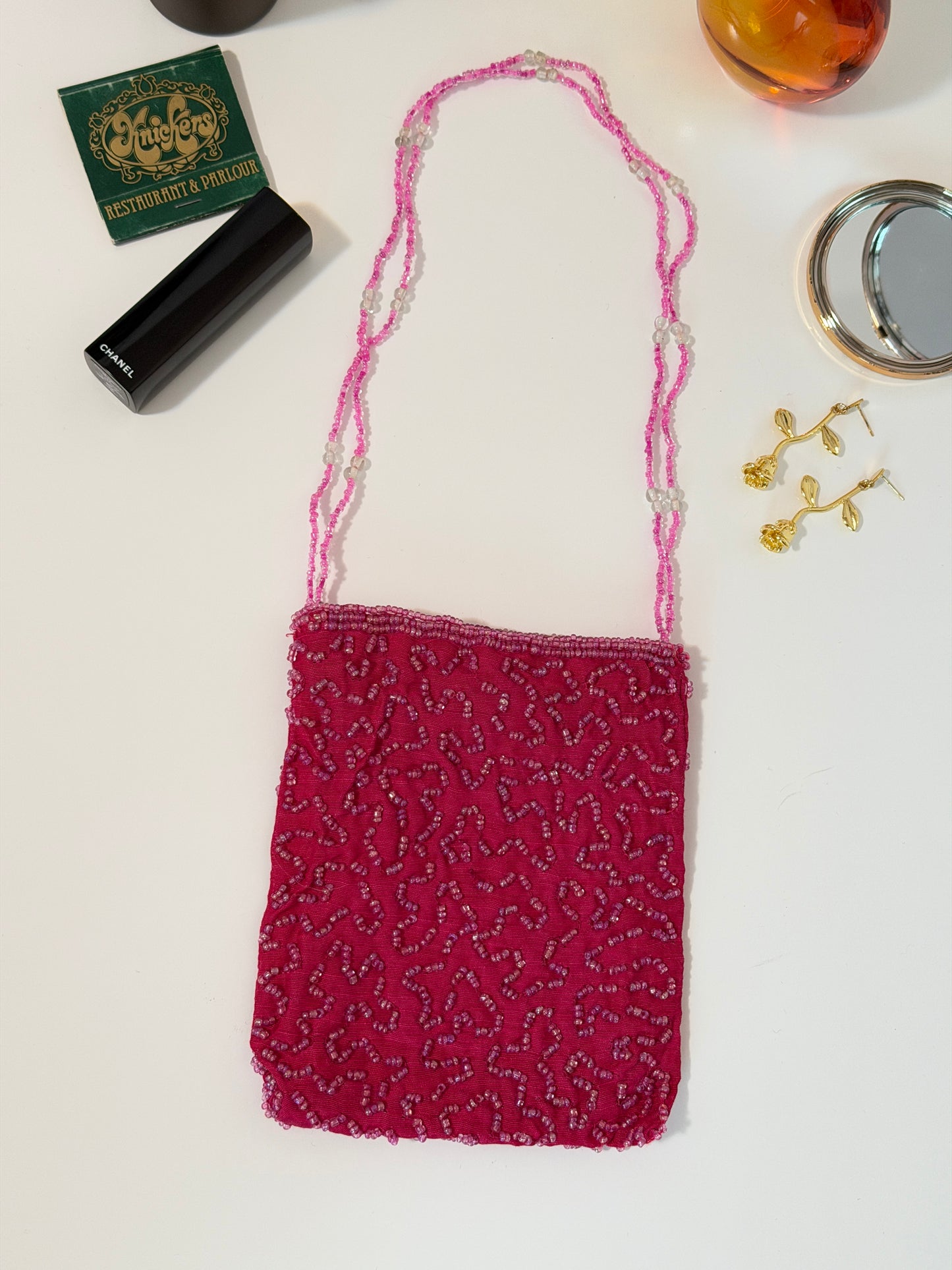 The Stevie - magenta pink evening bag - beaded + embroidery