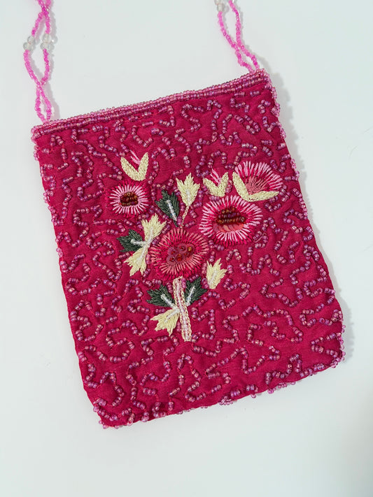 The Stevie - magenta pink evening bag - beaded + embroidery