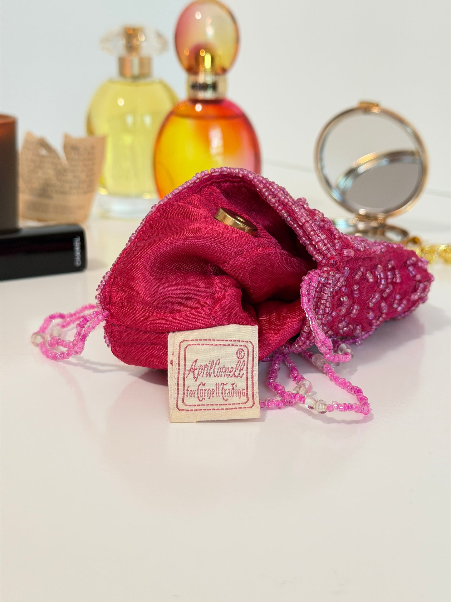 The Stevie - magenta pink evening bag - beaded + embroidery