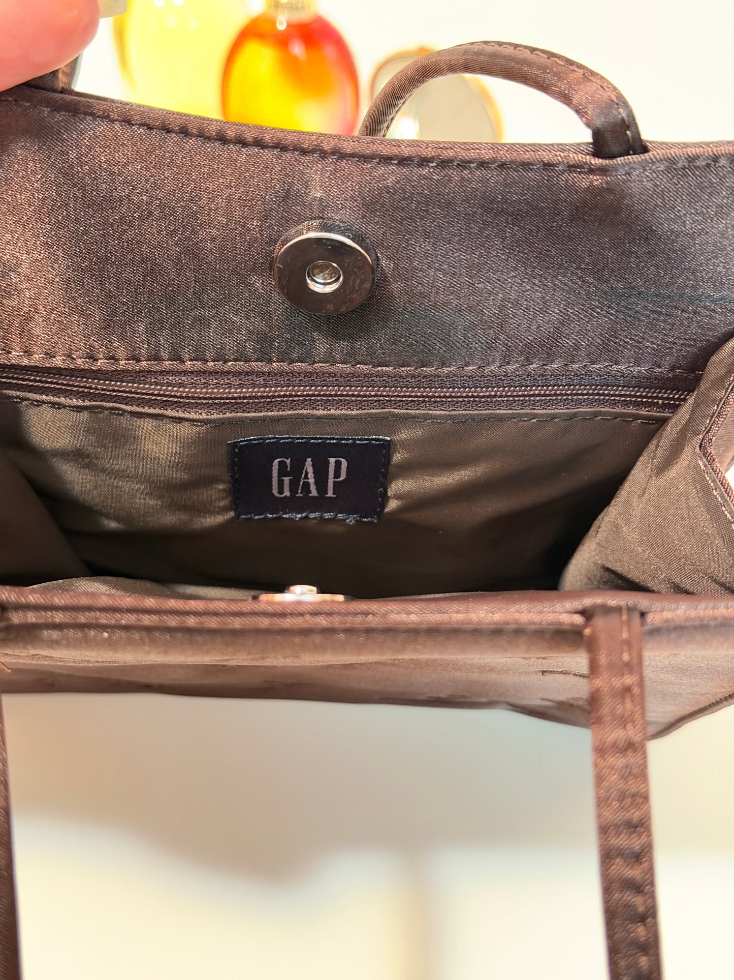 The Juliet - chocolate brown satin embroidered purse - vintage Gap