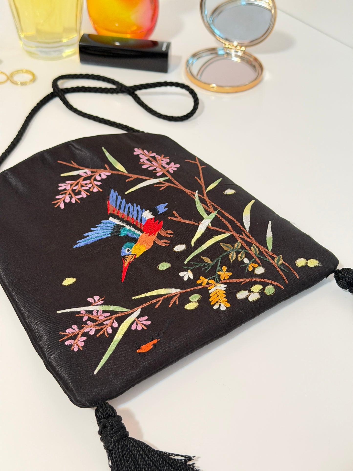 Satin embroidered bag - Kingfisher - Sue Wong
