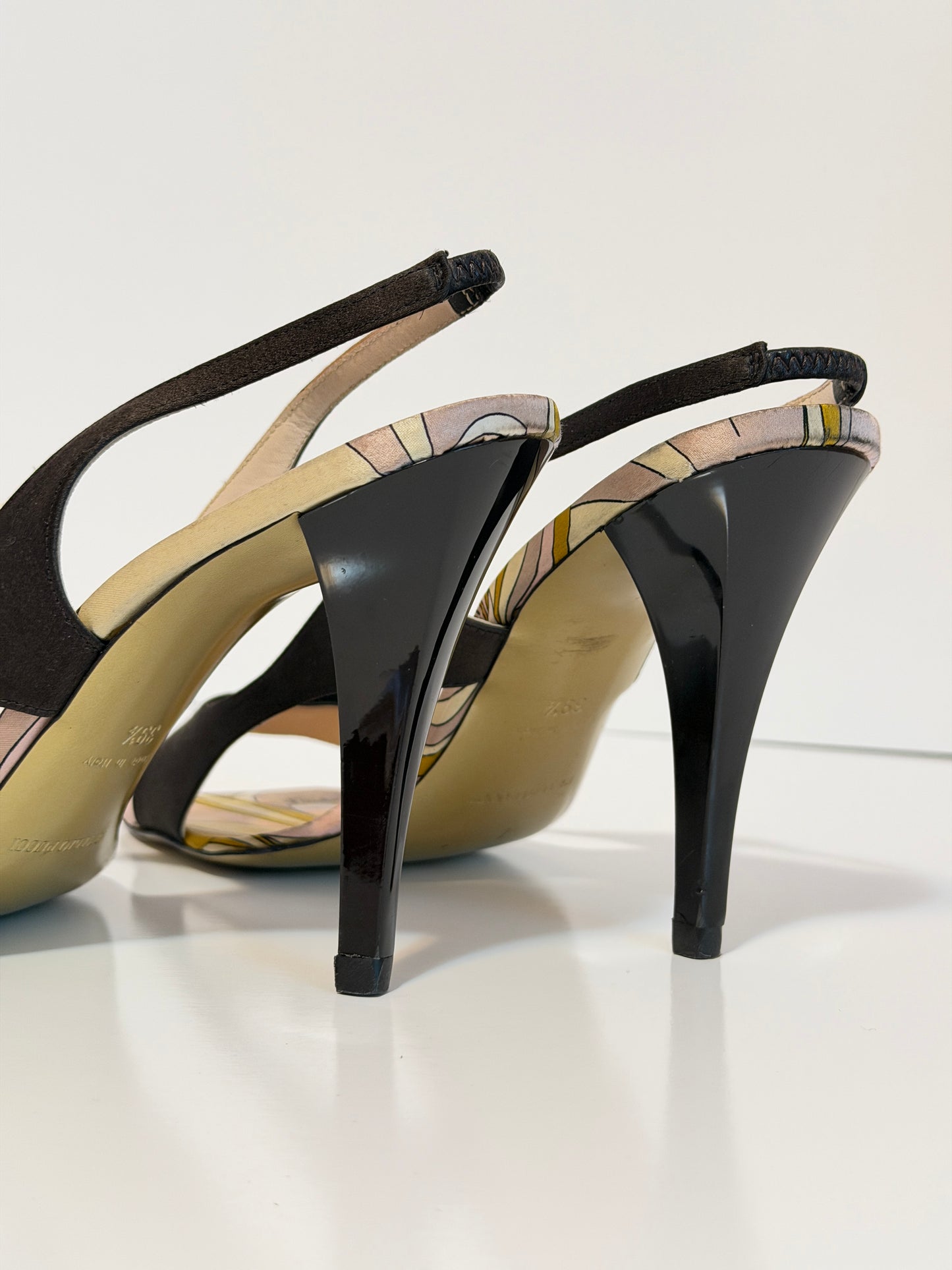 Pucci satin jewelled slingbacks - size 9.5